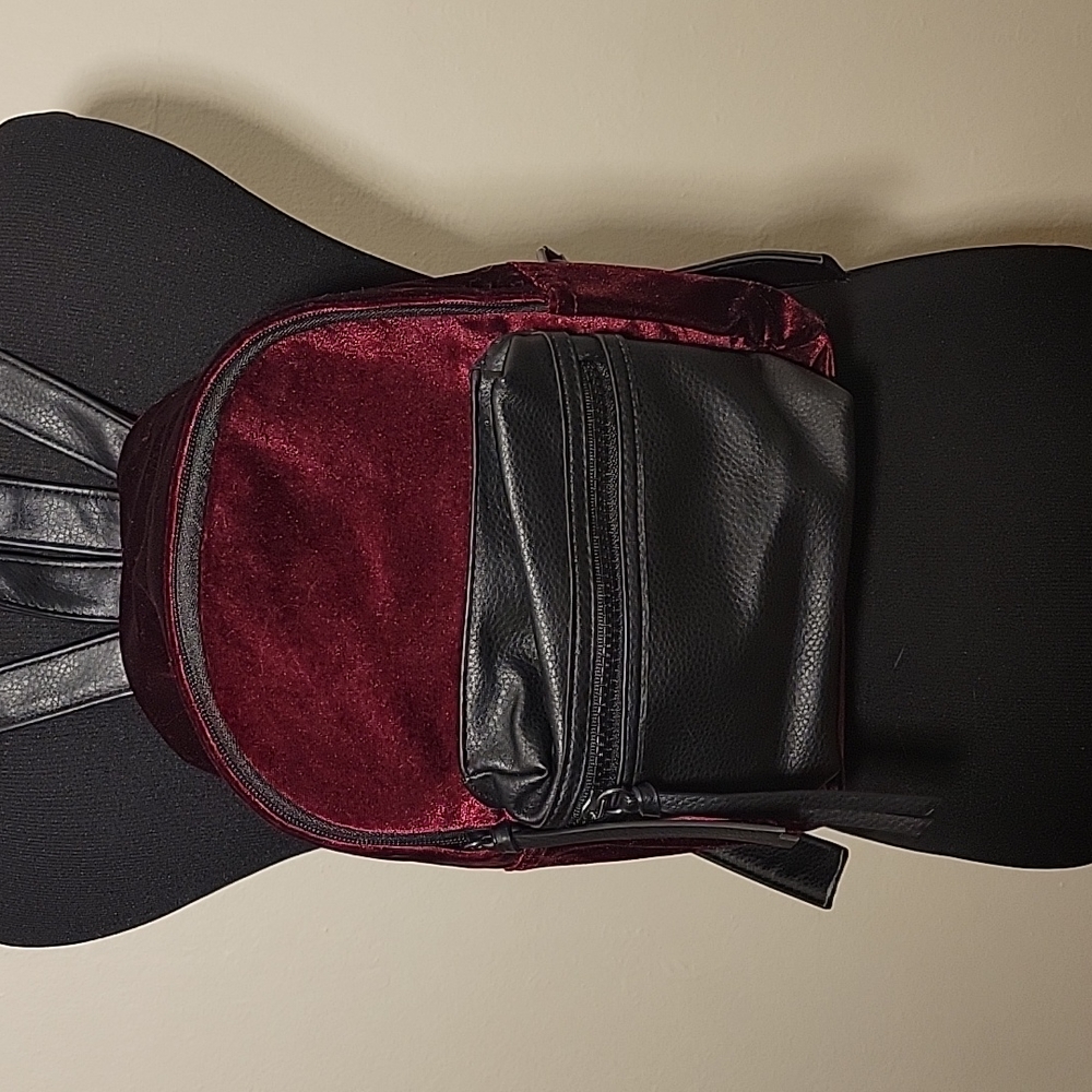 Maroon Velvet Mini Backpack